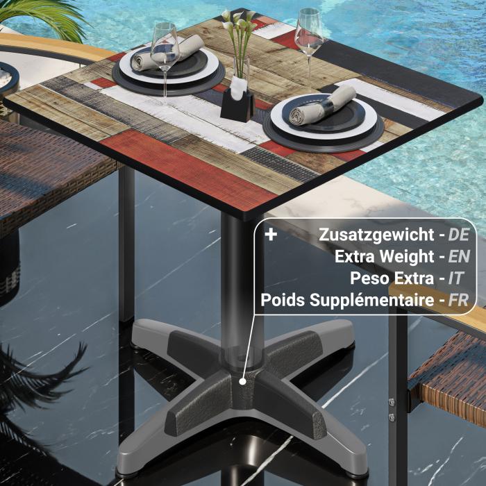 CPBL | HPL Bistro Table | W:D:H 70 x 70 x 78 cm | Vintage Coloured / Aluminium | Foldable + additional weight | Square