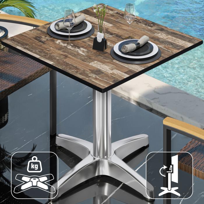 CPBL | HPL Bistro Table | W:D:H 70 x 70 x 78 cm | Vintage Old / Aluminium | Foldable + additional weight | Square CPBL | HPL Bistro Table | W:D:H 70 x 70 x 78 cm | Vintage Old / Aluminium | Foldable + additional weight | Square