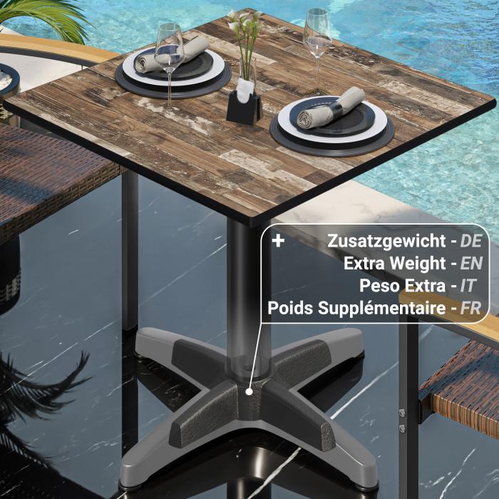 CPBL | HPL Bistro Table | W:D:H 70 x 70 x 78 cm | Vintage Old / Aluminium | Foldable + additional weight | Square CPBL | HPL Bistro Table | W:D:H 70 x 70 x 78 cm | Vintage Old / Aluminium | Foldable + additional weight | Square