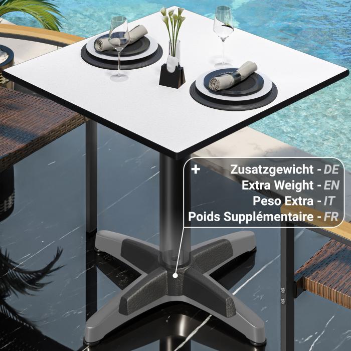 CPBL | HPL Bistro Table | B:D:H 70 x 70 x 78 cm | Hvid / Aluminium Sort | Sammenklappelig + ekstra vægt | Firkantet CPBL | HPL Bistro Table | B:D:H 70 x 70 x 78 cm | Hvid / Aluminium Sort | Sammenklappelig + ekstra vægt | Firkantet