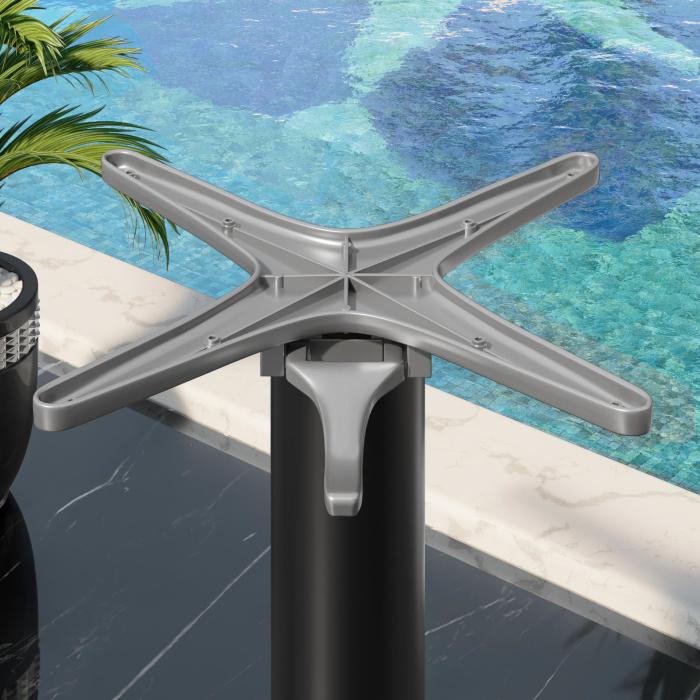 CPBL | HPL Bistro Table | B:D:H 70 x 70 x 78 cm | Hvid marmor / sort aluminium | Sammenklappelig + ekstra vægt | Firkantet