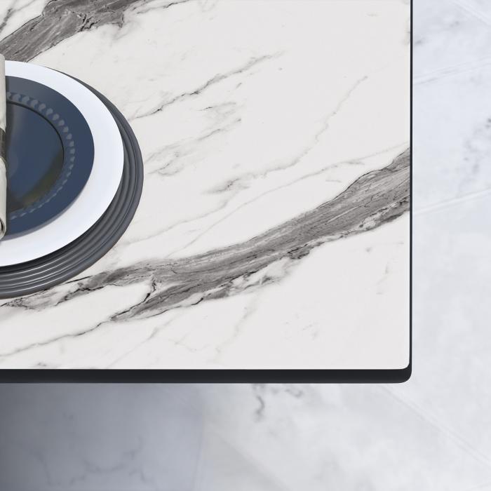 CPBL | HPL Bistro Table | B:D:H 70 x 70 x 78 cm | Hvid marmor / sort aluminium | Sammenklappelig + ekstra vægt | Firkantet