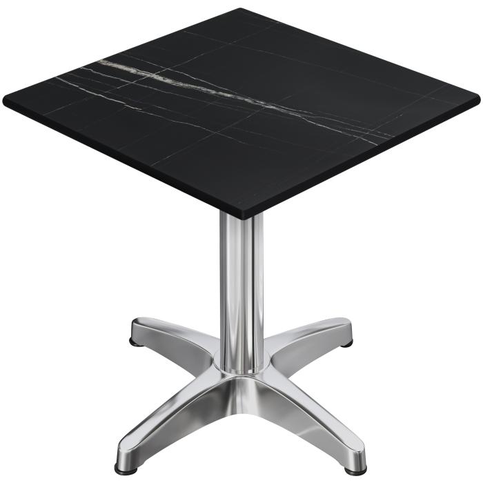 CPBL | HPL Bistrotisch | B:T:H 70 x 70 x 78 cm | Schwarz-Marmor / Aluminium | Zusatzgewicht | Quadratisch
