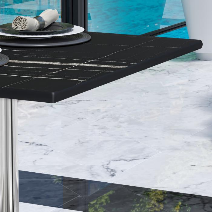 CPBL | HPL bistrobord | B:D:H 70 x 70 x 78 cm | Svart marmor / aluminium | Ekstra vekt | Torget CPBL | HPL bistrobord | B:D:H 70 x 70 x 78 cm | Svart marmor / aluminium | Ekstra vekt | Torget