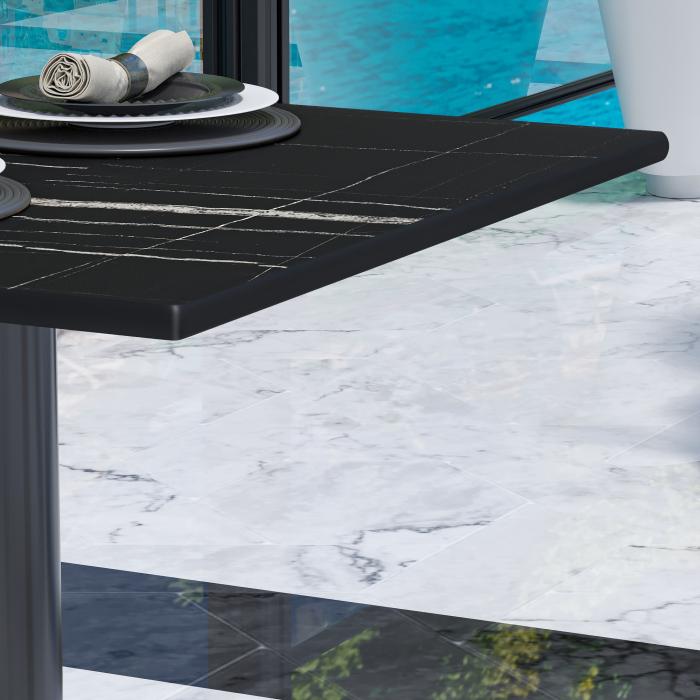CPBL | HPL bistrobord | B:D:H 70 x 70 x 78 cm | Svart Marmor / Aluminium Svart | Ekstra vekt | Torget CPBL | HPL bistrobord | B:D:H 70 x 70 x 78 cm | Svart Marmor / Aluminium Svart | Ekstra vekt | Torget