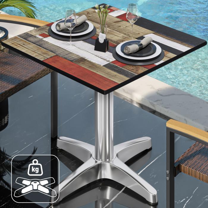 CPBL | HPL bistrobord | B:D:H 70 x 70 x 78 cm | Vintage Fargerike / Aluminium | Ekstra vekt | Torget
