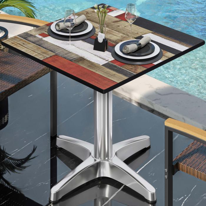 CPBL | HPL bistrobord | B:D:H 70 x 70 x 78 cm | Vintage Fargerike / Aluminium | Ekstra vekt | Torget