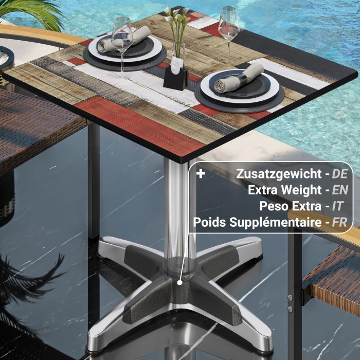 CPBL | HPL bistrobord | B:D:H 70 x 70 x 78 cm | Vintage Fargerike / Aluminium | Ekstra vekt | Torget