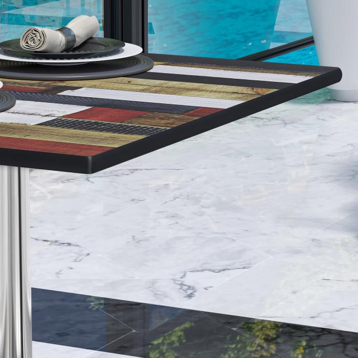 CPBL | HPL bistrobord | B:D:H 70 x 70 x 78 cm | Vintage Fargerike / Aluminium | Ekstra vekt | Torget