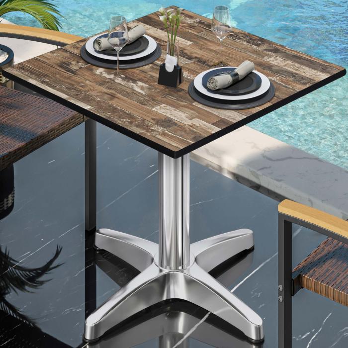 CPBL | HPL bistrobord | B:D:H 70 x 70 x 78 cm | Vintage gammel / aluminium | Ekstra vekt | Torget CPBL | HPL bistrobord | B:D:H 70 x 70 x 78 cm | Vintage gammel / aluminium | Ekstra vekt | Torget
