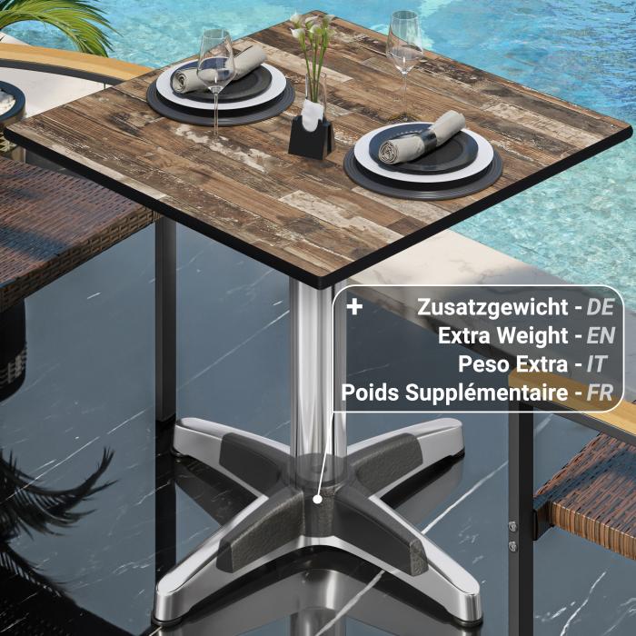 CPBL | HPL bistrobord | B:D:H 70 x 70 x 78 cm | Vintage gammel / aluminium | Ekstra vekt | Torget CPBL | HPL bistrobord | B:D:H 70 x 70 x 78 cm | Vintage gammel / aluminium | Ekstra vekt | Torget