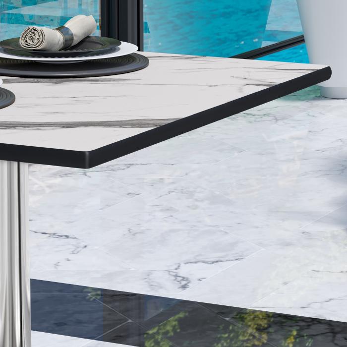CPBL | HPL bistrobord | B:D:H 70 x 70 x 78 cm | Hvit marmor / aluminium | Ekstra vekt | Torget CPBL | HPL bistrobord | B:D:H 70 x 70 x 78 cm | Hvit marmor / aluminium | Ekstra vekt | Torget