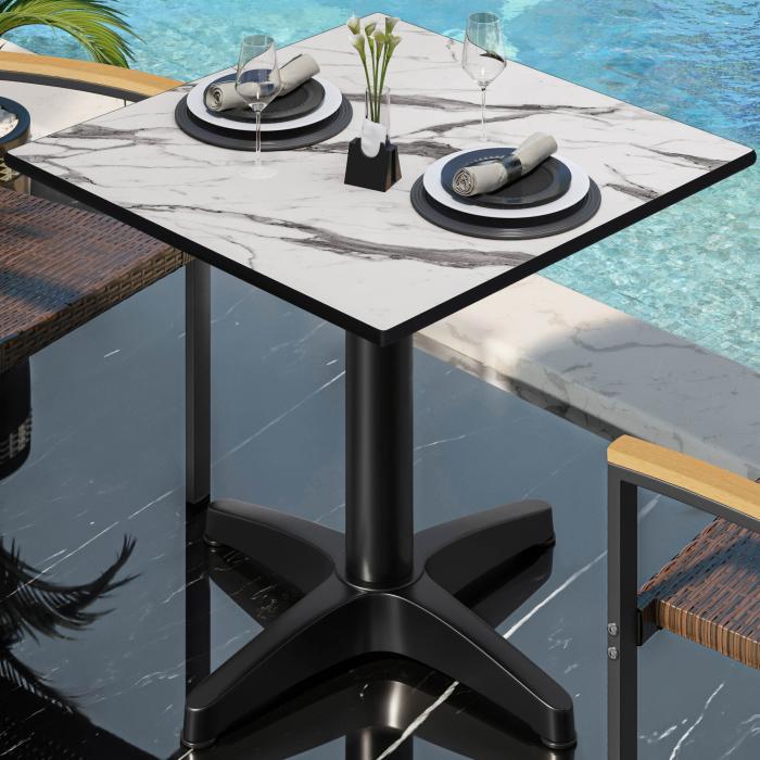 CPBL | HPL bistrobord | B:D:H 70 x 70 x 78 cm | Hvit marmor / aluminium svart | Ekstra vekt | Torget CPBL | HPL bistrobord | B:D:H 70 x 70 x 78 cm | Hvit marmor / aluminium svart | Ekstra vekt | Torget