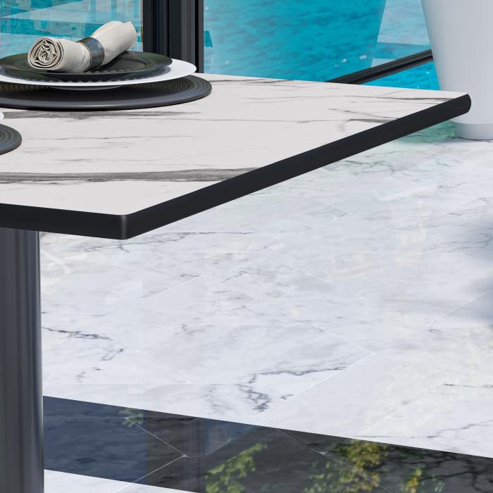 CPBL | HPL bistrobord | B:D:H 70 x 70 x 78 cm | Hvit marmor / aluminium svart | Ekstra vekt | Torget CPBL | HPL bistrobord | B:D:H 70 x 70 x 78 cm | Hvit marmor / aluminium svart | Ekstra vekt | Torget