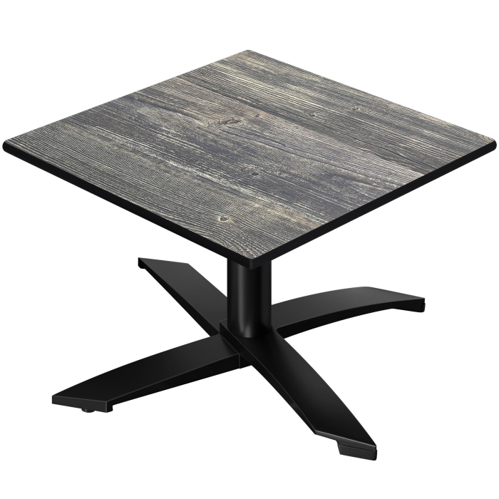 CPTG | Bistro Loungetafel | B:D:H 60 x 60 x 39 cm | Rustiek grenen / Aluminium Zwart | Opvouwbaar/ Extra Gewicht