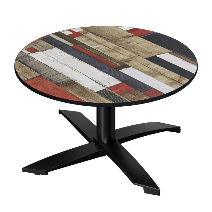 CPTG | Bistro Loungetafel | Ø:H 60 x 39 cm | Vintage Kleurrijk / Aluminium Zwart | Opvouwbaar/ Extra Gewicht