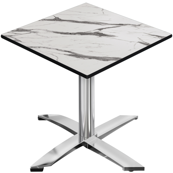 CPTG | Bistro Tisch | B:T:H 60 x 60 x 76 cm | Weiß Marmor / Aluminium | Klappbar/ Zusatzgewicht