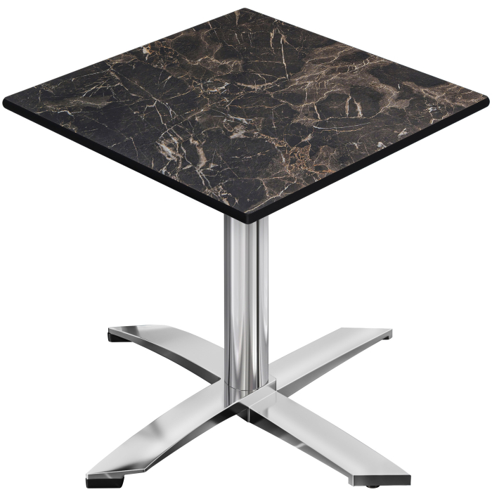 CPTG | Bistro Tisch | B:T:H 70 x 70 x 76 cm | Cappuccino-Marmor / Aluminium | Klappbar/ Zusatzgewicht