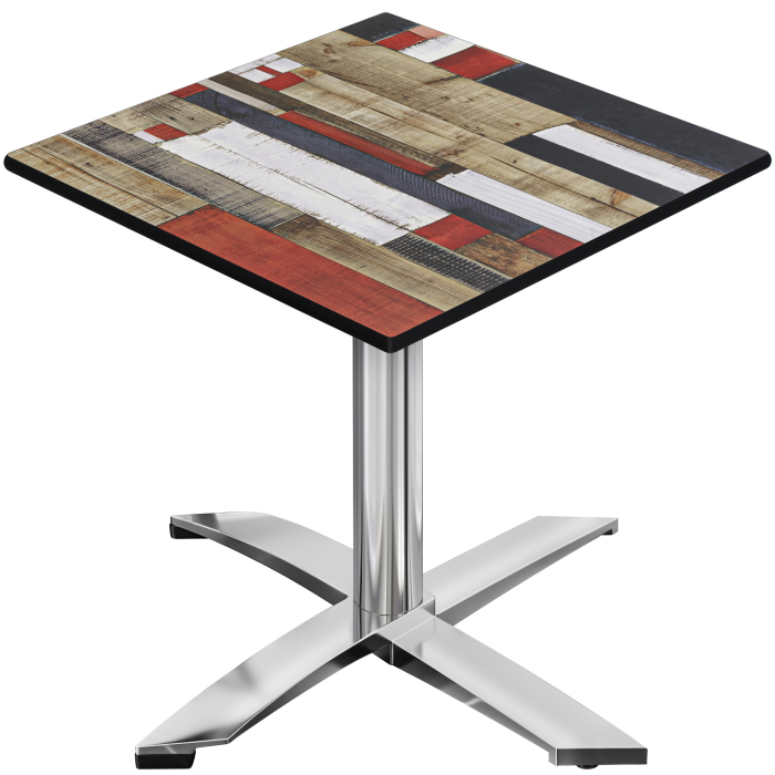 CPTG | Bistro Tisch | B:T:H 70 x 70 x 76 cm | Vintage Bunt / Aluminium | Klappbar/ Zusatzgewicht