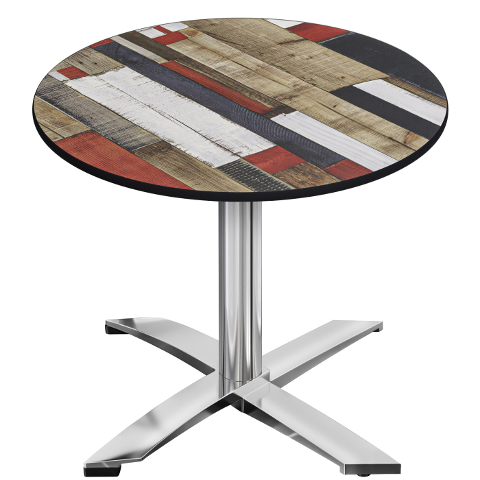 CPTG | Bistro Tisch | Ø:H 70 x 76 cm | Vintage Bunt / Aluminium | Klappbar/ Zusatzgewicht