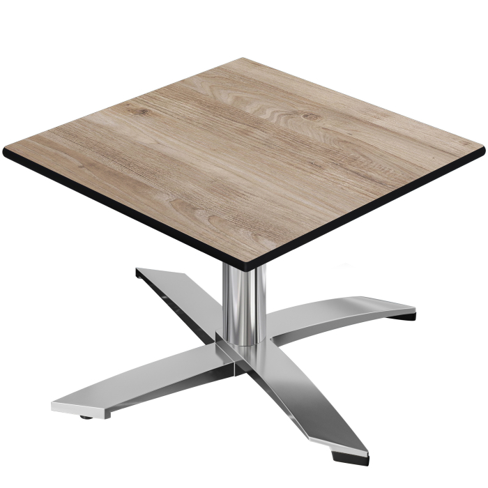 CPTG | Mesa bistro lounge | An:Pr:Al 60 x 60 x 39 cm | Roble rústico / aluminio | Plegable/ peso adicional