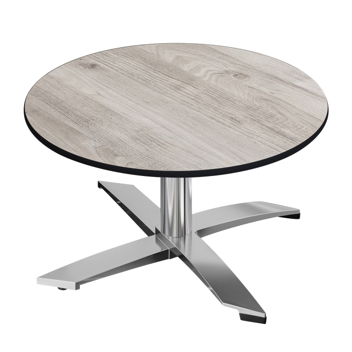 CPTG | Bistro Loungetisch | Ø:H 60 x 39 cm | Eiche-Weiß / Aluminium | Klappbar/ Zusatzgewicht