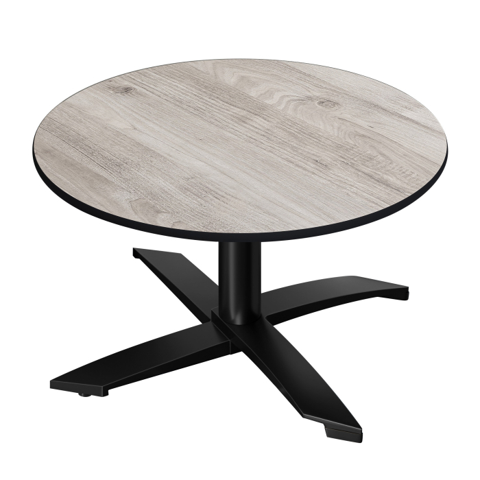 CPTG | Bistro Loungetisch | Ø:H 60 x 39 cm | Eiche-Weiß / Aluminium Schwarz | Klappbar/ Zusatzgewicht
