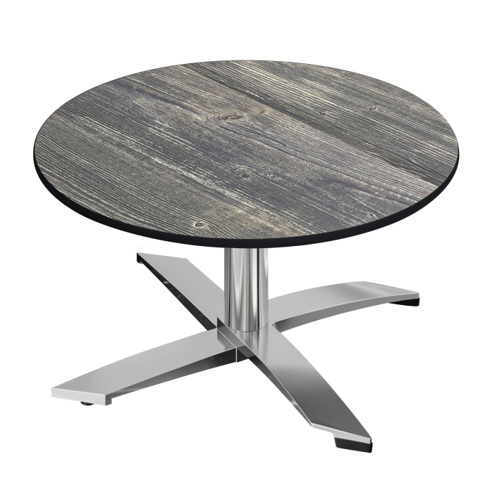 CPTG | Bistro Loungetisch | Ø:H 70 x 39 cm | Rustikal Kiefer / Aluminium | Klappbar/ Zusatzgewicht
