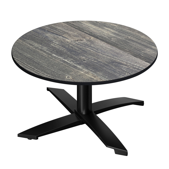 CPTG | Bistro Loungetisch | Ø:H 60 x 39 cm | Rustikal Kiefer / Aluminium Schwarz | Klappbar/ Zusatzgewicht