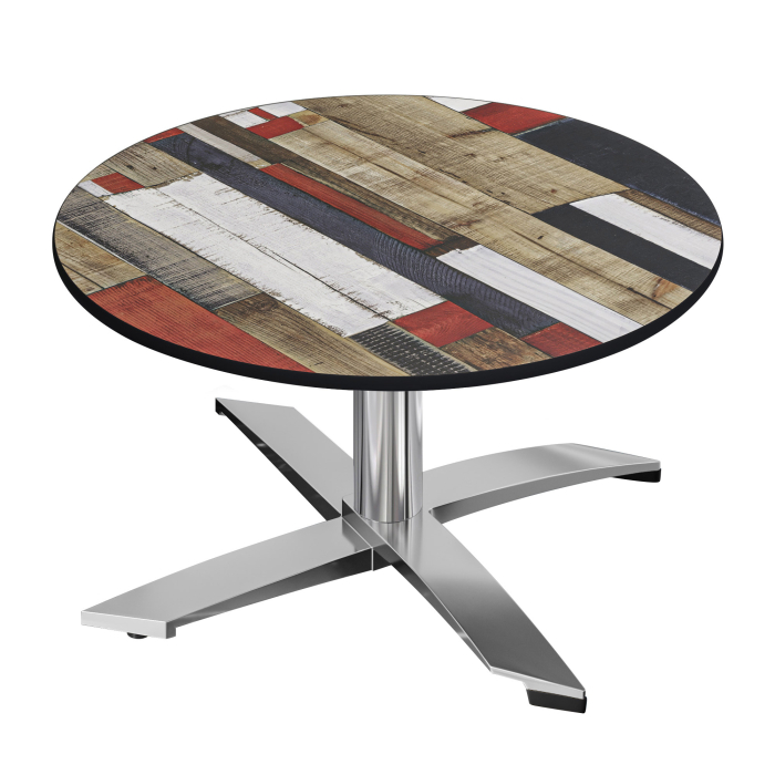 CPTG | Bistro Loungetisch | Ø:H 70 x 39 cm | Vintage Bunt / Aluminium | Klappbar/ Zusatzgewicht