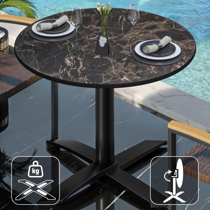 CPTG | Bistrobord | Ø:H 70 x 75 cm | Cappuccino marmor / aluminium svart | Sammenleggbar/tilleggsvekt CPTG | Bistrobord | Ø:H 70 x 75 cm | Cappuccino marmor / aluminium svart | Sammenleggbar/tilleggsvekt