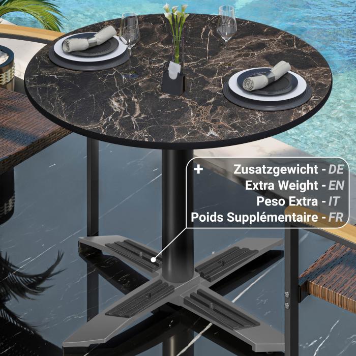 CPTG | Bistrobord | Ø:H 70 x 75 cm | Cappuccino marmor / aluminium svart | Sammenleggbar/tilleggsvekt CPTG | Bistrobord | Ø:H 70 x 75 cm | Cappuccino marmor / aluminium svart | Sammenleggbar/tilleggsvekt