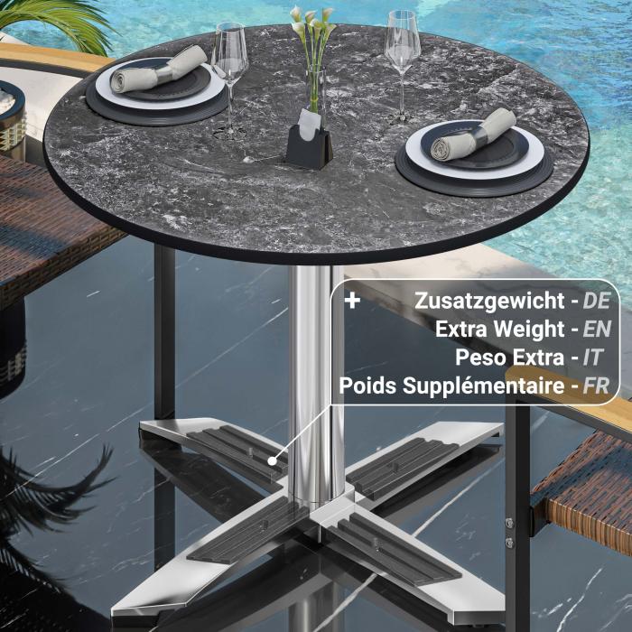 CPTG | Bistrobord | Ø:H 70 x 75 cm | Stein / aluminium | Sammenleggbar/tilleggsvekt CPTG | Bistrobord | Ø:H 70 x 75 cm | Stein / aluminium | Sammenleggbar/tilleggsvekt