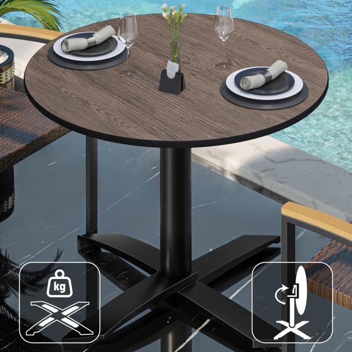 CPTG | Bistrobord | Ø:H 70 x 75 cm | Lys Wenge / Aluminium Svart | Sammenleggbar/tilleggsvekt CPTG | Bistrobord | Ø:H 70 x 75 cm | Lys Wenge / Aluminium Svart | Sammenleggbar/tilleggsvekt