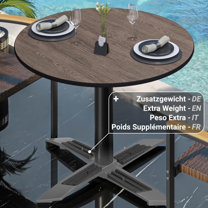 CPTG | Bistrobord | Ø:H 70 x 75 cm | Lys Wenge / Aluminium Svart | Sammenleggbar/tilleggsvekt CPTG | Bistrobord | Ø:H 70 x 75 cm | Lys Wenge / Aluminium Svart | Sammenleggbar/tilleggsvekt