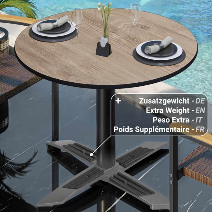 CPTG | Bistrobord | Ø:H 70 x 75 cm | Rustikk eik / aluminium svart | Sammenleggbar/tilleggsvekt