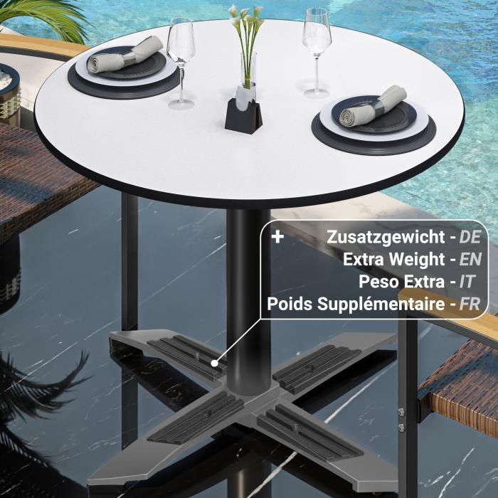 CPTG | Bistrobord | Ø:H 70 x 75 cm | Hvit / Aluminium Svart | Sammenleggbar/tilleggsvekt CPTG | Bistrobord | Ø:H 70 x 75 cm | Hvit / Aluminium Svart | Sammenleggbar/tilleggsvekt