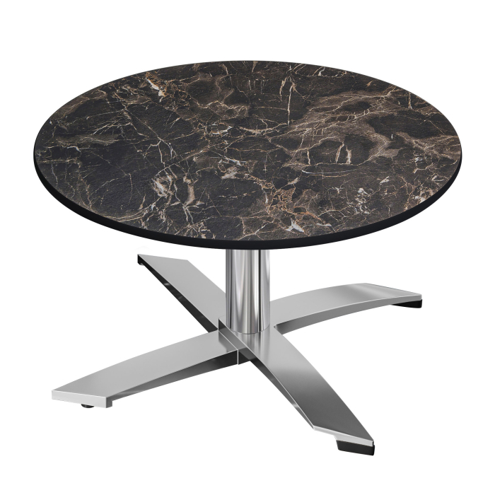 CPTG | Bistro Loungetisch | Ø:H 60 x 39 cm | Cappuccino-Marmor / Aluminium | Zusatzgewicht