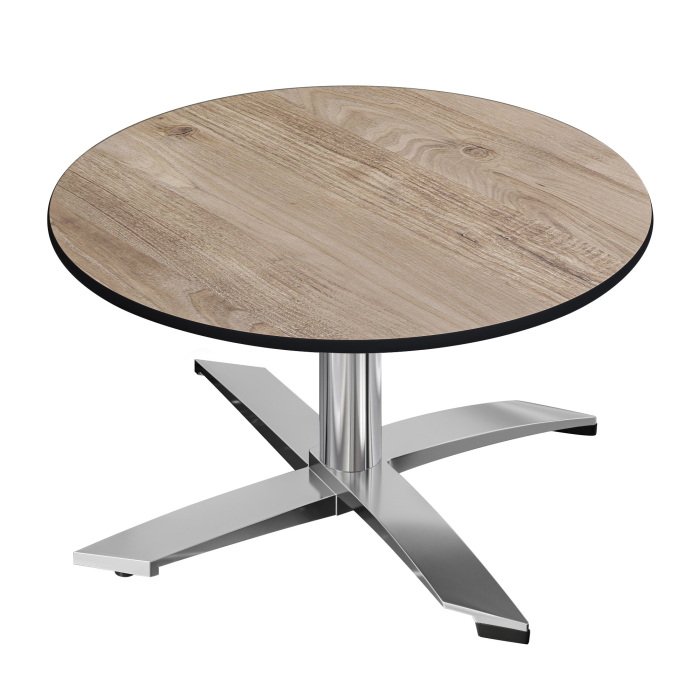 CPTG | Bistro Loungetisch | Ø:H 70 x 39 cm | Rustikal Eiche / Aluminium | Zusatzgewicht