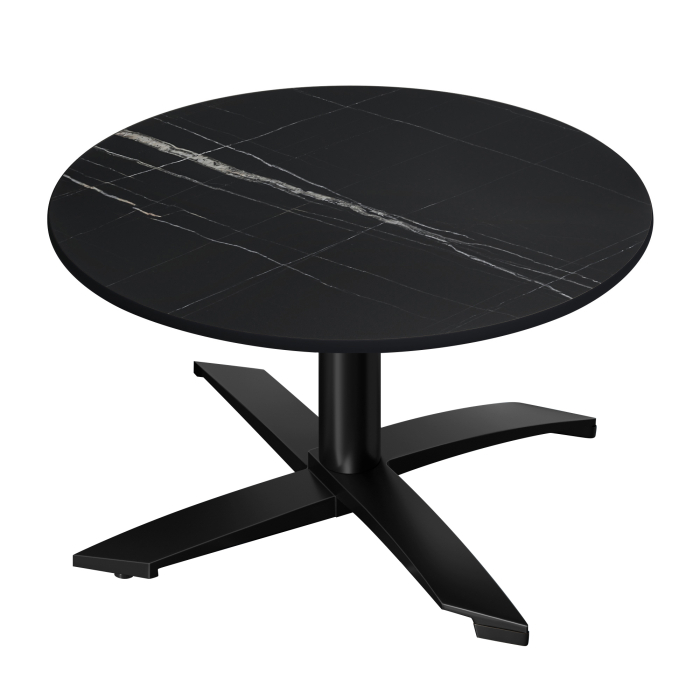 CPTG | Bistro Loungetisch | Ø:H 60 x 39 cm | Schwarz Marmor / Aluminium Schwarz | Zusatzgewicht