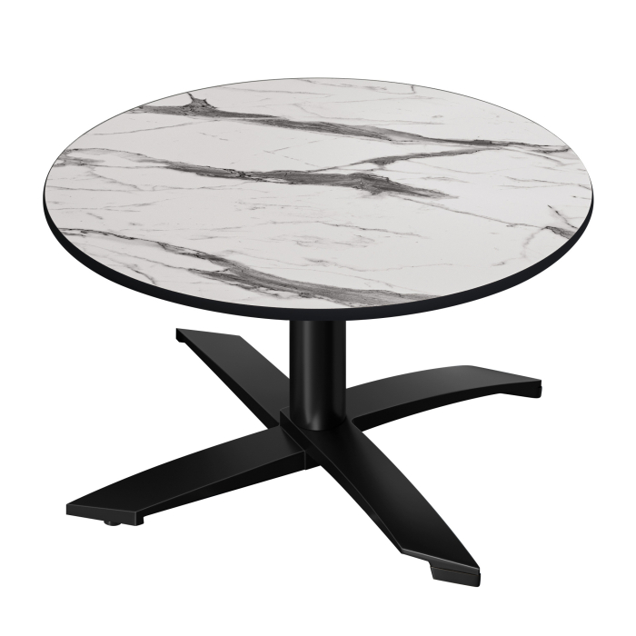 CPTG | Bistro Loungetisch | Ø:H 60 x 39 cm | Weiß Marmor / Aluminium Schwarz | Zusatzgewicht