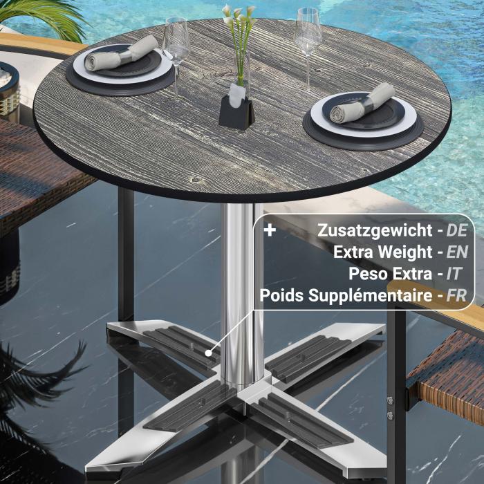 CPTG | Bistrobord | Ø:H 60 x 75 cm | Rustikk furu / aluminium | Ekstra vekt CPTG | Bistrobord | Ø:H 60 x 75 cm | Rustikk furu / aluminium | Ekstra vekt