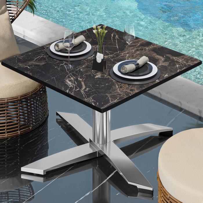CPTG | Bistro loungetafel | B:D:H 70 x 70 x 39 cm | Cappuccino marmer / aluminium | Extra gewicht CPTG | Bistro loungetafel | B:D:H 70 x 70 x 39 cm | Cappuccino marmer / aluminium | Extra gewicht