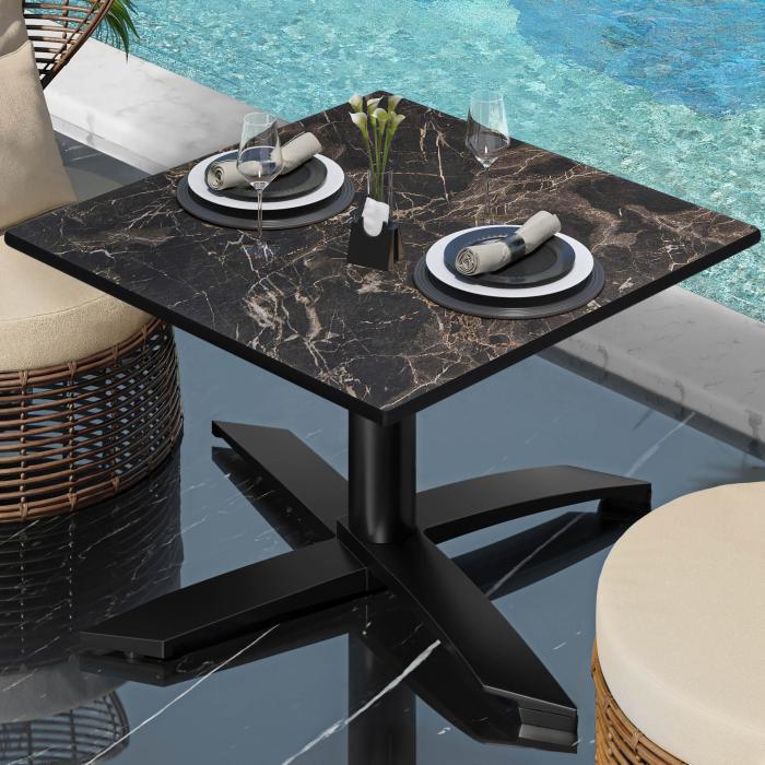 CPTG | Bistro lounge table | W:D:H 60 x 60 x 39 cm | Cappuccino marble / aluminium black | Foldable/ additional weight CPTG | Bistro lounge table | W:D:H 60 x 60 x 39 cm | Cappuccino marble / aluminium black | Foldable/ additional weight