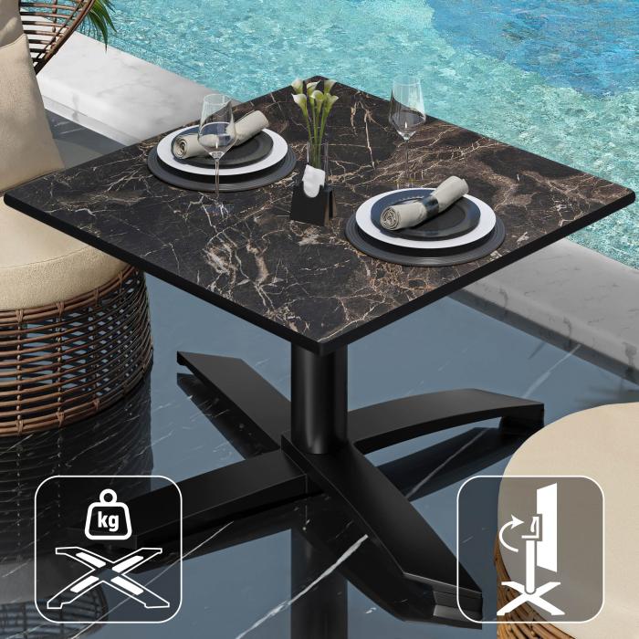 CPTG | Bistro lounge table | W:D:H 60 x 60 x 39 cm | Cappuccino marble / aluminium black | Foldable/ additional weight CPTG | Bistro lounge table | W:D:H 60 x 60 x 39 cm | Cappuccino marble / aluminium black | Foldable/ additional weight