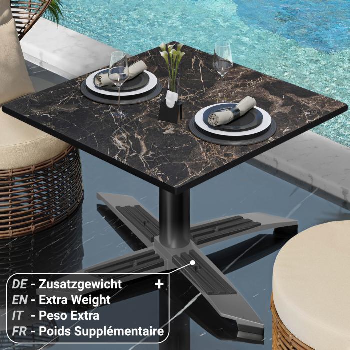 CPTG | Bistro lounge table | W:D:H 60 x 60 x 39 cm | Cappuccino marble / aluminium black | Foldable/ additional weight CPTG | Bistro lounge table | W:D:H 60 x 60 x 39 cm | Cappuccino marble / aluminium black | Foldable/ additional weight