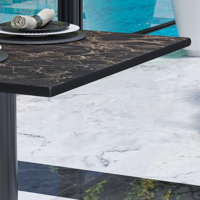 CPTG | Bistro lounge table | W:D:H 60 x 60 x 39 cm | Cappuccino marble / aluminium black | Foldable/ additional weight CPTG | Bistro lounge table | W:D:H 60 x 60 x 39 cm | Cappuccino marble / aluminium black | Foldable/ additional weight