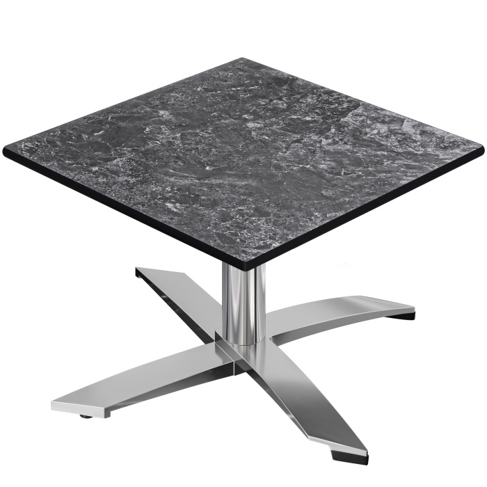 CPTG | Bistro Loungetisch | B:T:H 70 x 70 x 39 cm | Felsen / Aluminium | Klappbar/ Zusatzgewicht
