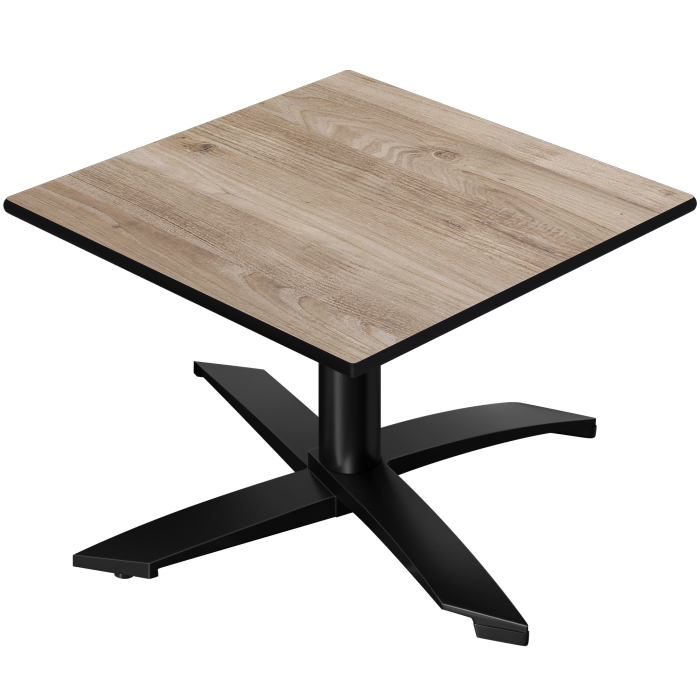 CPTG | Bistro Loungetisch | B:T:H 70 x 70 x 39 cm | Rustikal Eiche / Aluminium Schwarz | Klappbar/ Zusatzgewicht
