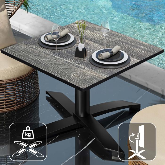 CPTG | Mesa Bistro Lounge | Ancho:Fondo:Alto 60 x 60 x 39 cm | Pino Rústico / Aluminio Negro | Plegable/ Peso Adicional CPTG | Mesa Bistro Lounge | Ancho:Fondo:Alto 60 x 60 x 39 cm | Pino Rústico / Aluminio Negro | Plegable/ Peso Adicional